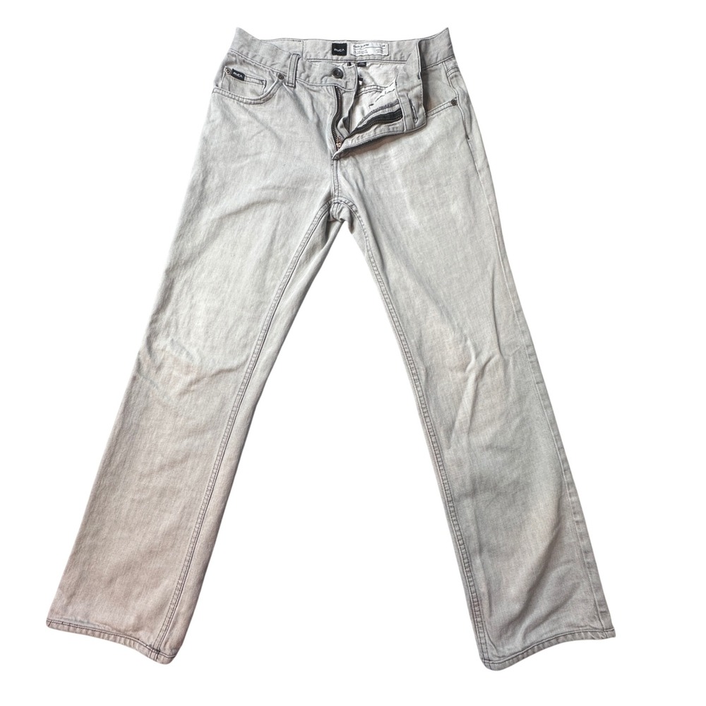 RVCA Jeans Mens 28x27‎ Gray Chev Denim Straight Leg 100% Cotton Casual Pants